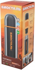 Термос   Биосталь-СПОРТ   с узкой горловиной, цв. черный, 0,75 л/12/