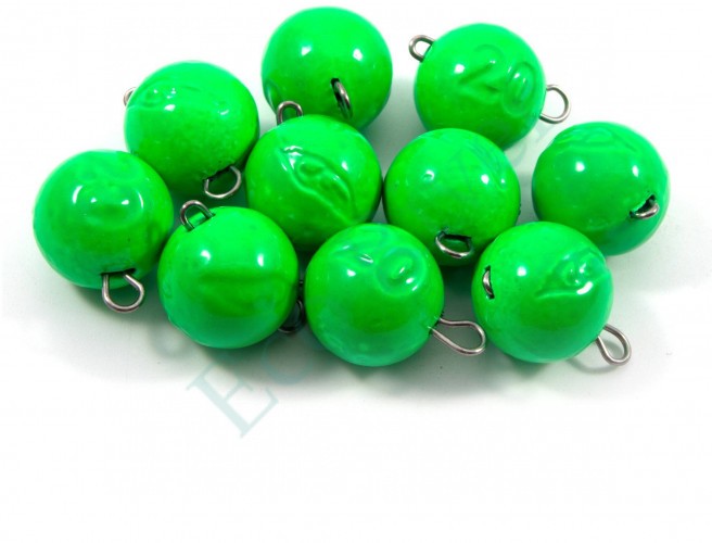 Груз Чебурашка окрашенный разборный Яман (10 шт.) - 20 гр., зелёный/250/