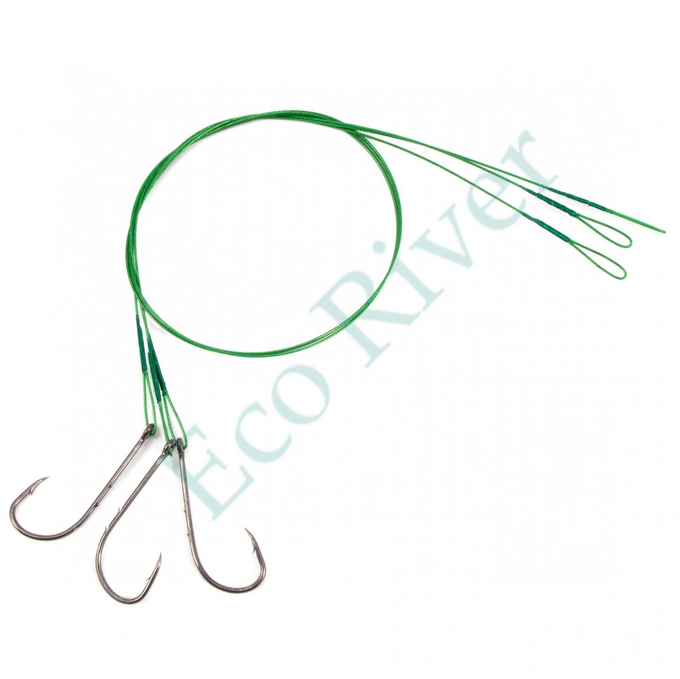 Поводок стальной Namazu Leader 1х7 Nylon Coated Green, d-0,48 мм, L-40 см, с одинарным крючком 92247