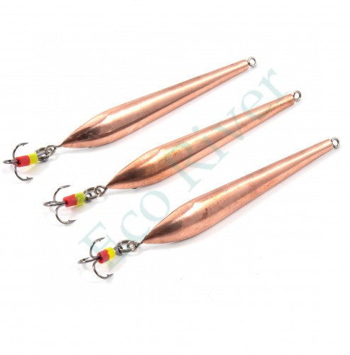 Блесна вертикальная Яман Судачья с тройником,размер 65 мм, вес 8,5 г, цвет медь (уп.3 шт.)/150/