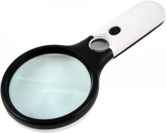 Лупа двойная с подсветкой Следопыт, кратность 3х и 4,5х, вес 120 гр, d л 7 и 1,7 см, без бат./100/