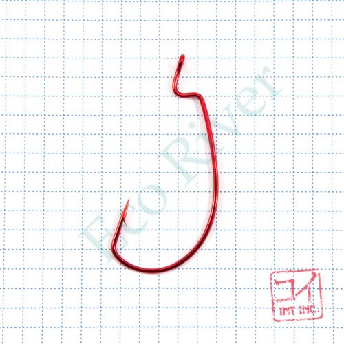 Крючок KOI SUPER LOCK WORM , размер 4/0 (INT), цвет RED, офсетный (10 шт.)/65/