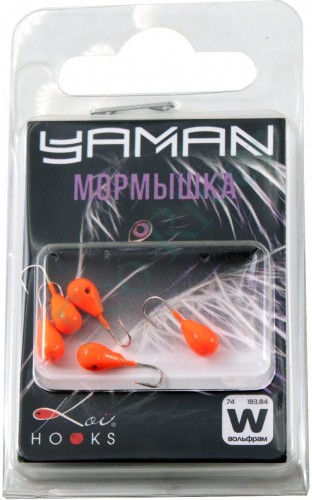 Мормышка вольфрамовая Яман Капля с отв, р.4, вес 0,90,цв,оранж.(уп.5 шт.)