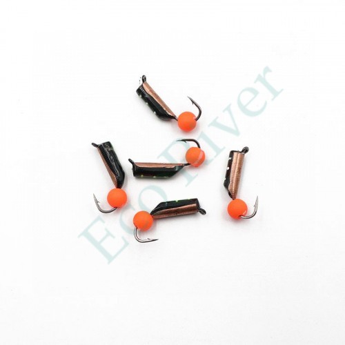 Мормышка вольф. безнасадочная Яман Столбик №7, d-2.5 мм, L-9.5 мм, вес 0,90 гр., фц. красный шар,