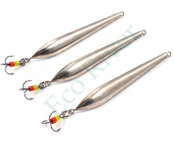 Блесна вертикальная Яман Судачья с тройником,размер 65 мм, вес 8,5 г, цвет никель (уп.3 шт.)/150/