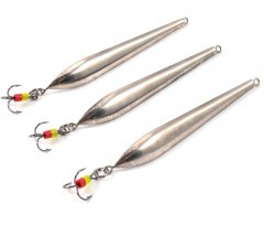 Блесна вертикальная Яман Судачья с тройником,размер 65 мм, вес 8,5 г, цвет никель (уп.3 шт.)/150/