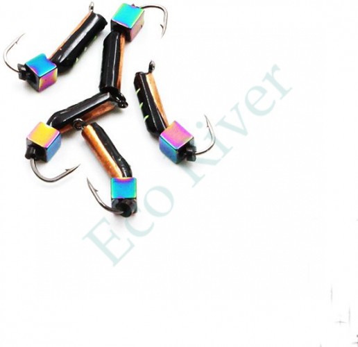 Мормышка вольф. безнасадочная Яман Столбик №5, d-2 мм, L-9.5 мм, вес 0,83 гр., кубик, цв. медь, (у