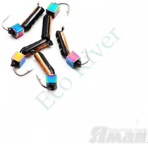 Мормышка вольф. безнасадочная Яман Столбик №5, d-2 мм, L-9.5 мм, вес 0,83 гр., кубик, цв. медь, (у