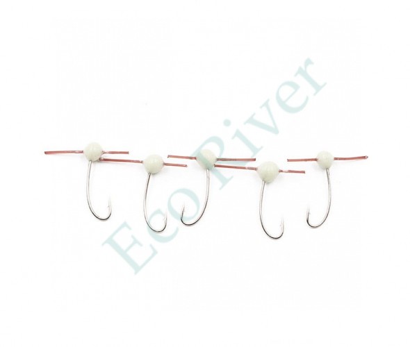 Мормышка полимерная Яман Шар с отверстием, d-3 мм, кр. №16, цв. фосфор (уп. 5 шт.)