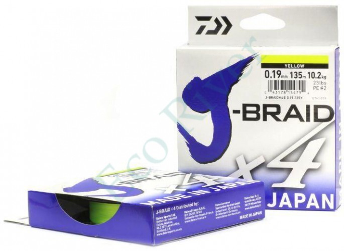 Леска плетёная DAIWA J-Braid X4 Yellow 0.29 135м