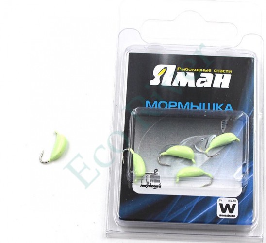 Мормышка вольфрамовая Яман Банан с ушк, р.2,50,вес 0,70,цв.фосф.(уп.5 шт.)