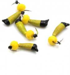 Мормышка вольф. безнасадочная Яман Ручейник №4, d-2 мм, L-8.5 мм, вес 0,70 гр.,кристалл желтый, цв