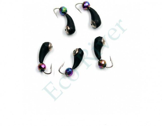 Мормышка вольф. безнасадочная Яман Уралка с отв. с коронкой из никеля, d-3 мм, вес 0,6 г, кристалл