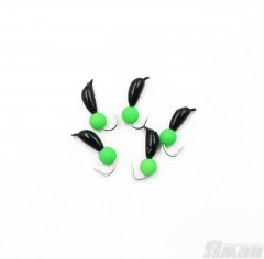 Мормышка безнасадочная ЯМАН Банан черный, d-3 мм, вес 0,5 г, шарик зеленый неон (уп. 5 шт.)