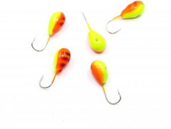 Мормышка вольфрамовая Яман  Капля с отв, р.4,5, вес 1,20 цв.жел.-оранж. (уп.5 шт.)