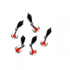 Мормышка вольф. безнасадочная Яман Дьявол с подвесным тройником, d-4 мм, вес 1,1 г, капля с глазко