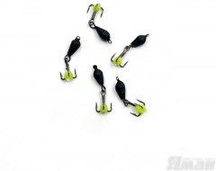 Мормышка вольф. безнасадочная Яман Дьявол с подвесным тройником, d-4 мм, вес 1,1 г, капля с глазко