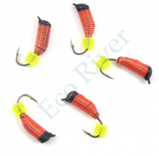 Мормышка вольф. безнасадочная Яман Ручейник №7, d-2.5 мм, L-9.5 мм, вес 0,90 гр., фц. желтый кубик