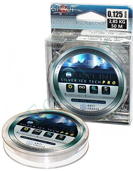 Леска Sprut Skyline Fluorocarbon Composition IceTech PRO silver 0.105 50м