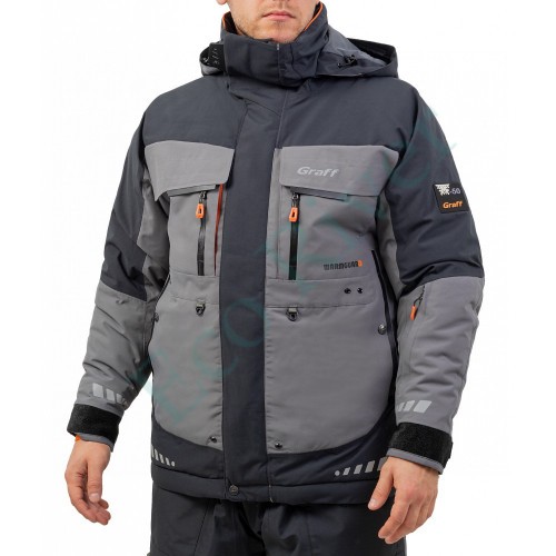 Костюм рыболовный Graff зимний до -50гр. размер M/182-188(Bratex 8000, черно-серый)
