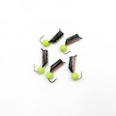 Мормышка вольф. безнасадочная Яман Столбик №8, d-3 мм, L-9.5 мм, вес 1,20 гр., фц. желтый шар, цв.