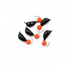 Мормышка безнасадочная Яман Банан черный, d-4,5 мм, вес 1,3 г, шарик оранжевый неон (уп. 5 шт.)