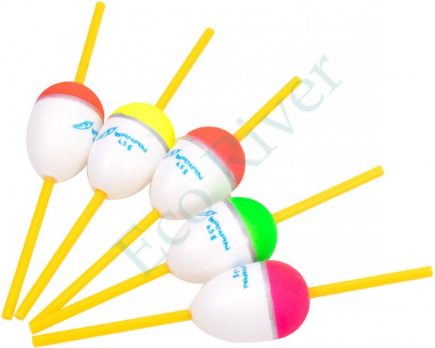 Поплавок Яман Капля сквозной, пенопласт, 4,5 г, цвет в ассорт. (уп. 5 шт)