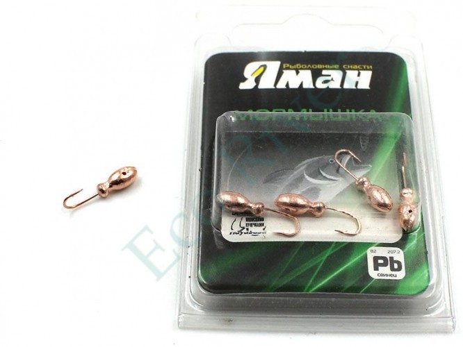 Мормышка Яман щелкун с отв.,цв.COPPER PLATED, вес 0,5 г (уп. 5 шт.)