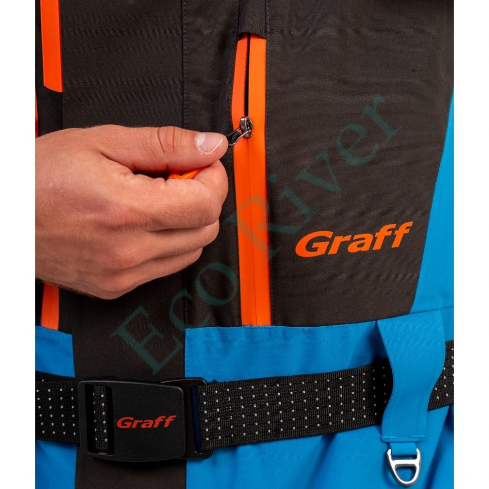 Костюм рыболовный Graff зимний (поплавок, до -15 гр.) размер M/182-188 (Bratex 8000, черно-голубой)