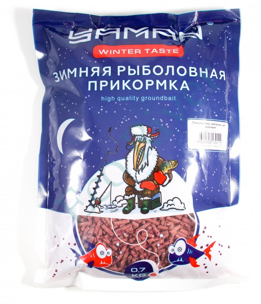 Прикормка Yaman Winter Taste Гранулы 3мм, зимняя (мотыль), цв. красный, 700 г/20/
