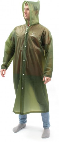 Плащ-дождевик Следопыт, EVA, 72х125 см., на кнопках, с капюшоном, цв. army green, р. 52-54/50/100/