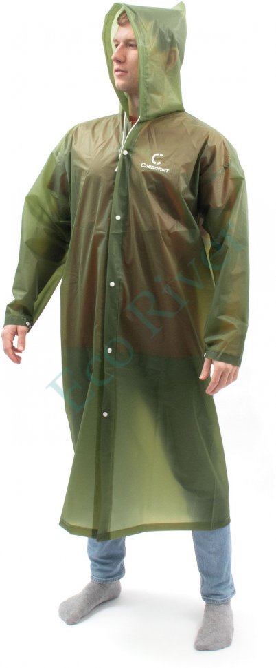 Плащ-дождевик Следопыт, EVA, 72х125 см., на кнопках, с капюшоном, цв. army green, р. 52-54/50/100/