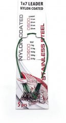 Поводок стальной Namazu Leader 1х7 Nylon Coated Green, d-0,45 мм, L-25 см, test- 23 кг (уп. 5 шт.)/6
