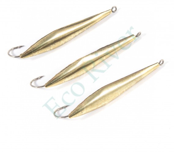 Блесна вертикальная Яман Торпеда, размер 50 мм, вес 5 г, цвет латунь (уп.3 шт.)/150/