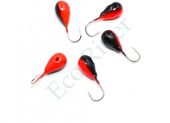 Мормышка вольфрамовая Яман Капля с отв, р.4,5, вес 1,20 цв.черн/кр.(уп.5 шт.)