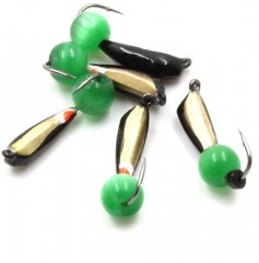 Мормышка вольф. безнасадочная Яман Гвоздик №2(w), вес 0,45 гр., кошачий глаз сверленый, цв. латунь