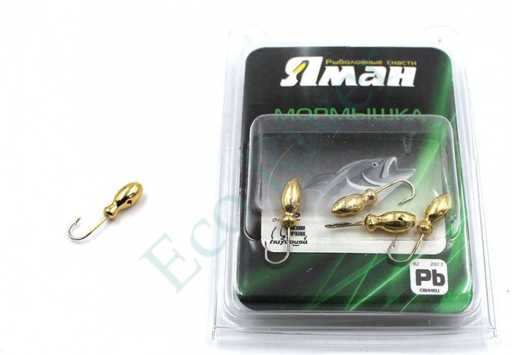 Мормышка Яман щелкун с отв.,цв.GOLD PLATED, вес 0,5 г (уп. 5 шт.)