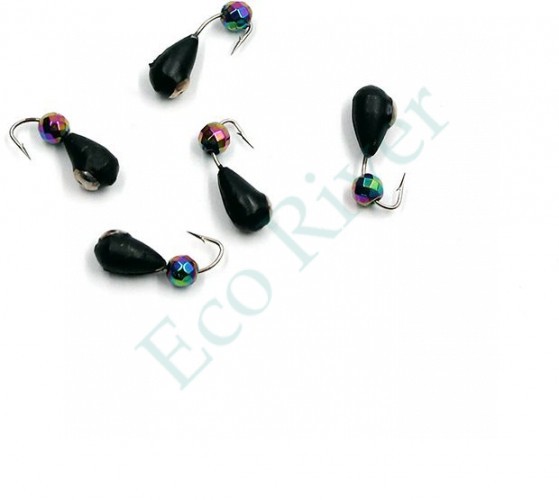 Мормышка вольф. безнасадочная Яман Капля с отв. с коронкой из никеля, d-4 мм, вес 1,1 г, кристалл