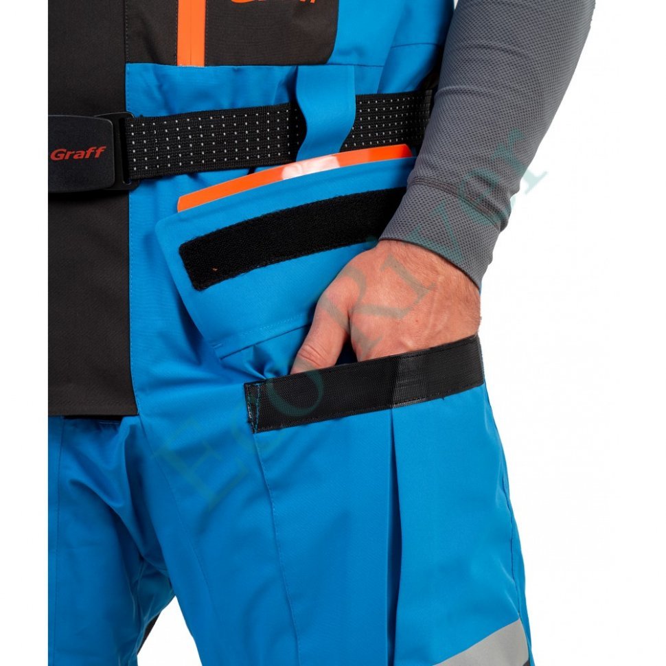 Костюм рыболовный Graff зимний (поплавок, до -15 гр.) размер 3XL/176-182 (Bratex 8000, черно-голубой)