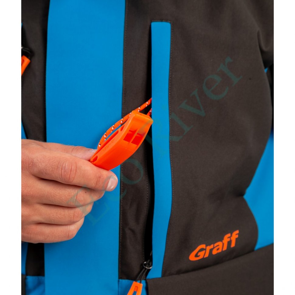 Костюм рыболовный Graff зимний (поплавок, до -15 гр.) размер 3XL/176-182 (Bratex 8000, черно-голубой)