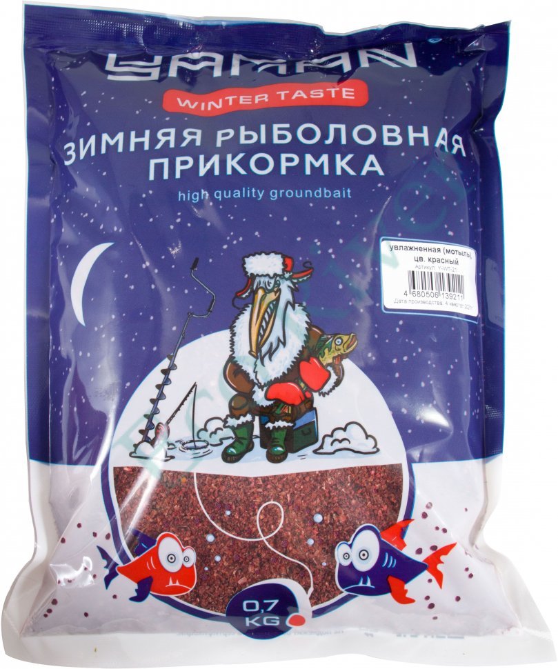 Прикормка Yaman Winter Taste зимняя увлажненная (мотыль), цв. красный, 700 г/20/