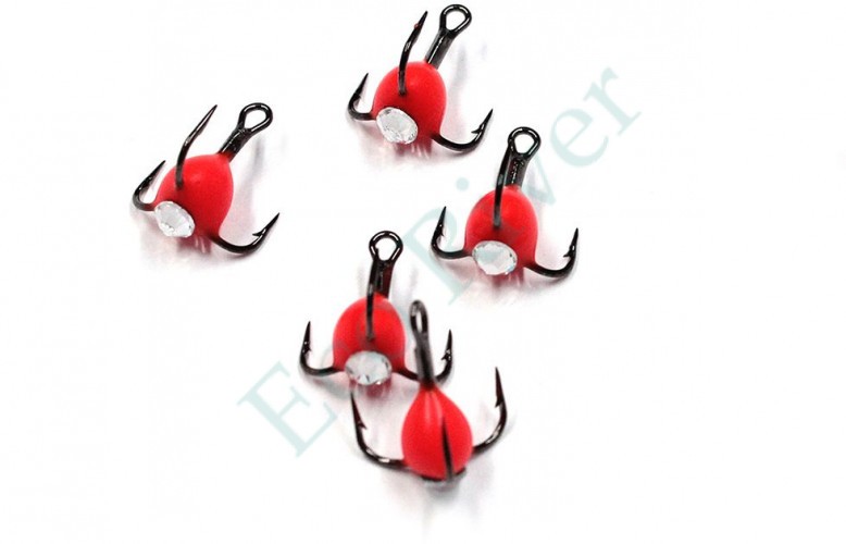 Крючок-тройник Яман с камнем, размер 14 (INT), цвет ФК (5 шт.)