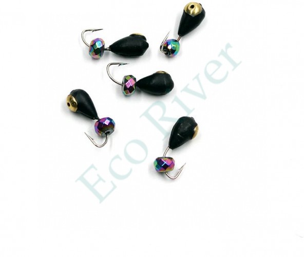 Мормышка вольф. безнасадочная Яман Капля с отв. с латунной коронкой, d-4 мм, вес 1,1 г, кристалл х