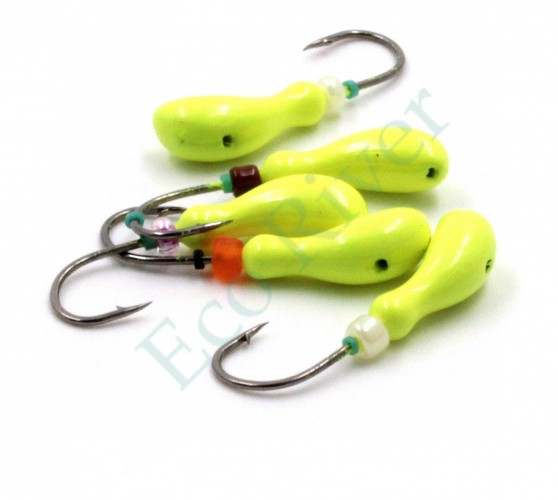 Мормышка литая Яман Мотылек, вес 0,9 гр., кр. Kumho №86, цв. фц. желтый (уп. 5 шт.)