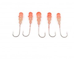 Мормышка полимерная Яман Опарыш с отверстием, кр. №8, цв. фосфор-красный (уп. 5 шт.)