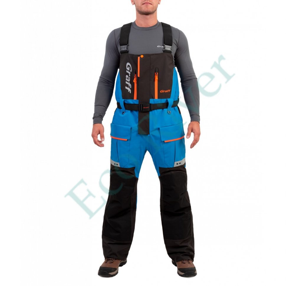 Костюм рыболовный Graff зимний (поплавок, до -15 гр.) размер 3XL/182-188 (Bratex 8000, черно-голубой)
