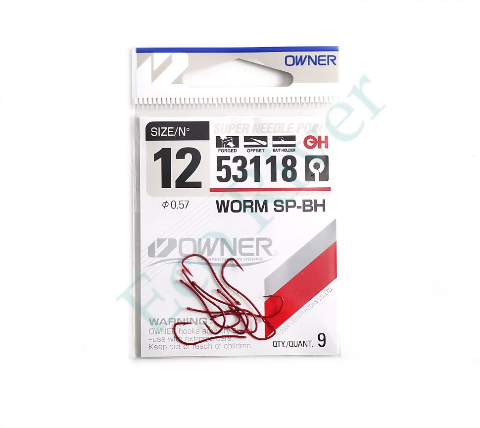 Крючок Owner Worm SP-BH bloody red №12 9шт
