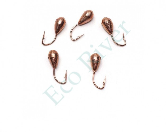 Мормышка вольф. точеная Яман Капля с отв., р.3, вес 0,6, цв. медь (уп. 5 шт.)