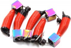 Мормышка вольф. безнасадочная Яман Ручейник №5, d-2 мм, L-9.5 мм, вес 0,80 гр., кубик, цв. красный