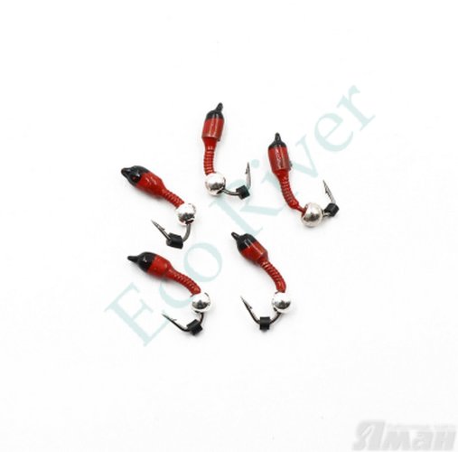 Мормышка вольф. безнасадочная ЯМАН Лесотка №2, d-2,5 мм, L-8 мм, вес 0,45 г, серебряный шар, цв. красный (уп. 5 шт.)